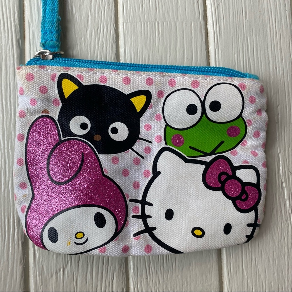 Y2K Sanrio Hello Kitty Keroppi Zippered Pouch Wristlet Strap